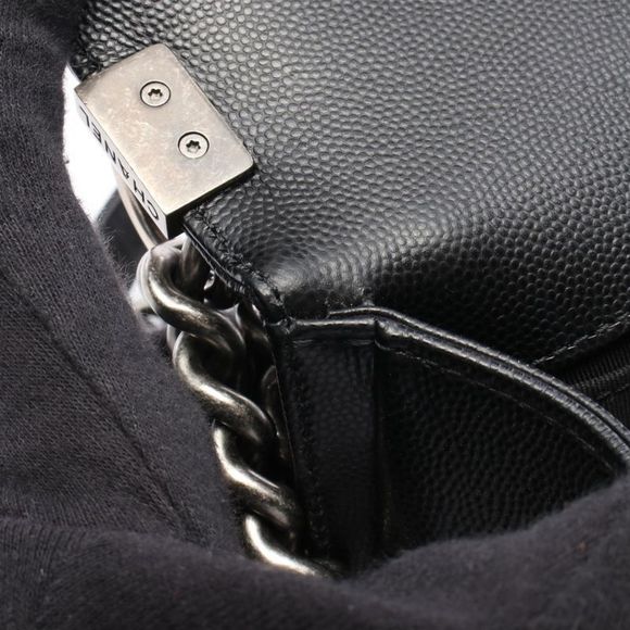 Chanel Shoulder Bag Boy Chanel A67086 Black Caviar Skin (grained Calf) Boy - Picture 6 of 7